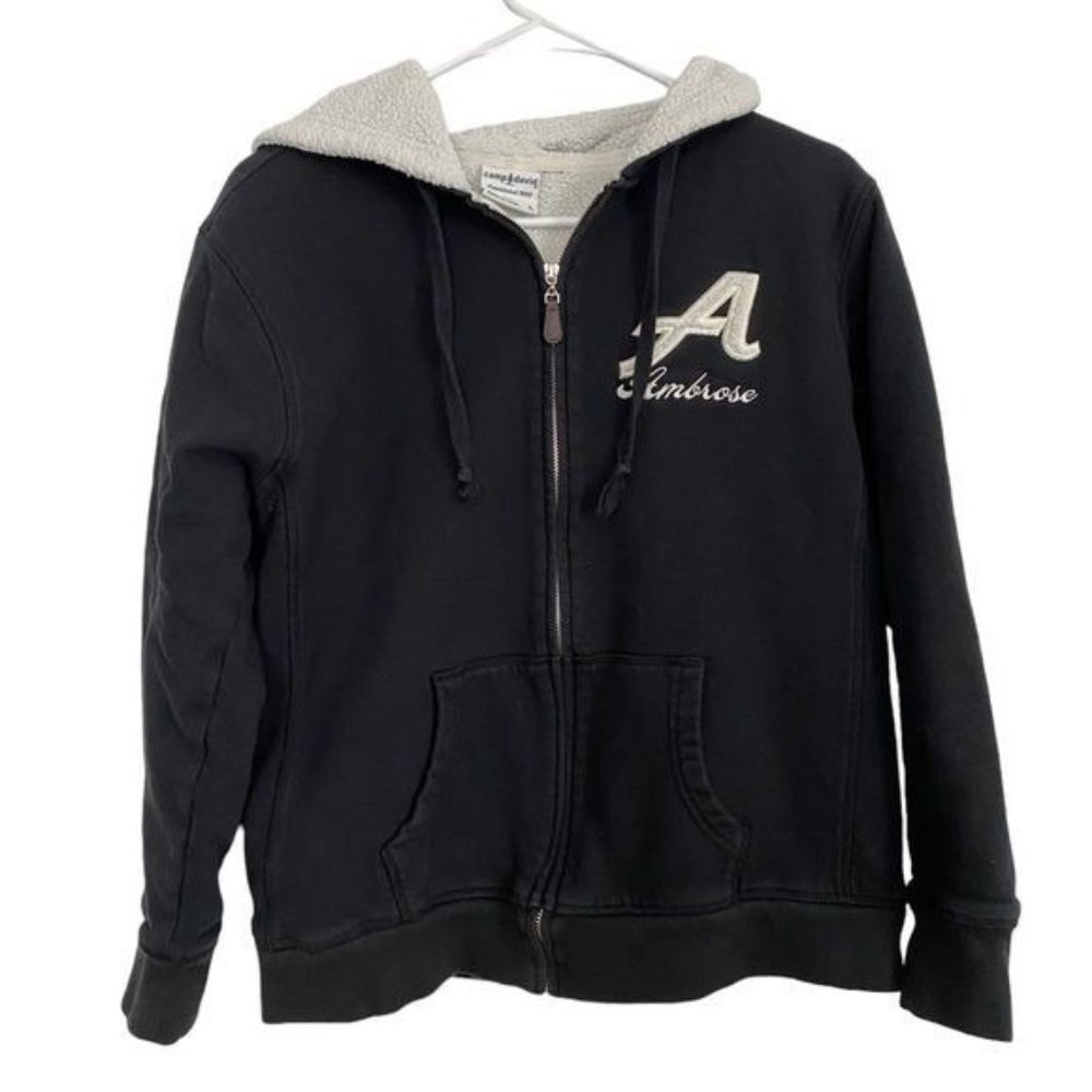 Camp David Full Zip Hooded Sweat Shirt Large Black Graphic On Front